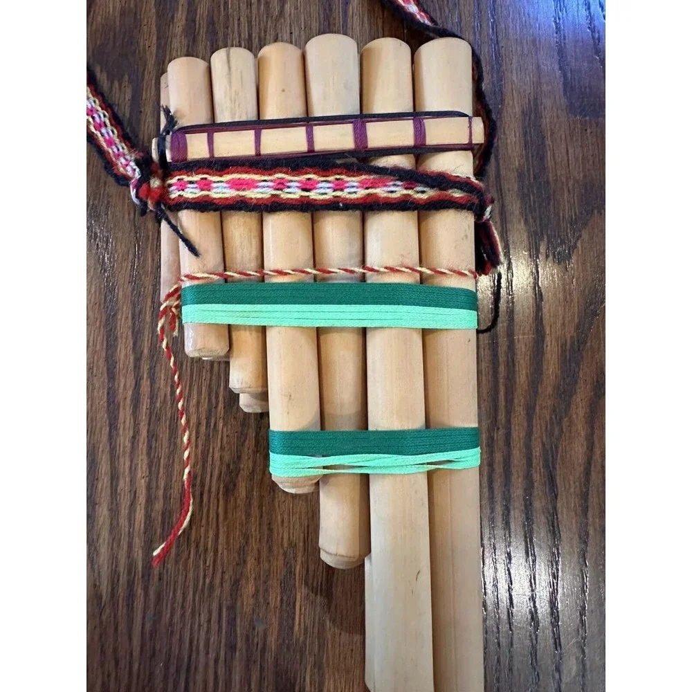 Vintage Kjarkas Bolivian Double Row Bamboo Pan‎ Pipes